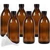 mikken - 6 flaconi medici marroni da 200 ml, per farmacia, da laboratorio, made in Germany e senza BPA, con imbuto, vetro, 6 pezzi