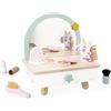 Janod Tavolino da toeletta in Legno per Bambini, Cassetto, Specchio e 7 Accessori, Tema Unicorno, Altezza 33cm, Truccabimbi, da 3 Anni, J06463