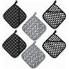 QWORK® 6 Pezzi presine resistenti al calore, 17x17 cm cotone presine con tasca,