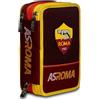 Seven AS Roma Astuccio Scuola Elementare 3 Scomparti, Gallo Rosso, Completo di M