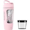 SURFOU Shaker Proteine Elettrico 650 ml, Borraccia Miscelatrice, Rosa | Tritan senza BPA, Ricaricabile USB-C, Base Rimovibile, Contenitore per Polvere, Facile da Pulire, per Matcha e Palestra