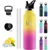 Grsta Borraccia Termica- Borraccia 1 litro- Boraccia Termica senza Cannuccia | Bottiglia Termica senza Perdite- Doppio isolamento- Borracia Acciaio Inox- Borracce Termiche per Campeggio, Yoga, Palestra