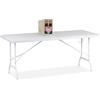 Relaxdays Tavolino Ripiegabile da Giardino, HLP 73x180x74 cm, Tavolo Pieghevole di Plastica e Acciaio, Campeggio, Bianco