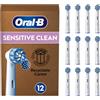 Oral-B Testine di Ricambio Sensitive Clean, Bianche, 12 Ricambi | 12 Testine di Ricambio per Spazzolino Elettrico, Rotonde Originali, Confezione Adatta alla Buca delle Lettere