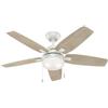 Hunter Piccolo Lampada Soffitto Ventilatore da Arcot Hunter Bianco Pino 117 CM