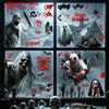 Adesivi Finestre Halloween Vetrofanie Zombie Scheletro Impronta di Sangue