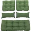 QILLOWAY Cuscini per sedie da esterno in vimini, gruppo Loveseat/due a forma di U/due cuscini lombari per mobili da patio, divanetto in vimini, panchina, portico, divano (verde scuro)