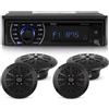 Pyle Autoradio Bluetooth, Stereo Nautico per Yacht e Accessori Barca con Radio AM/FM, Lettore MP3/SD, Display LCD e Microfono, Kit con 4 Altoparlanti Impermeabili 16,5 Cm, Casse Audio Speaker