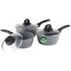Salter Go Green - Set di 3 padelle termiche con tecnologia indicatore di calore, senza PFA, casseruole da 16, 18, 20 cm con coperchi e prese d'aria per il vapore, rivestimento antiaderente in ceramica