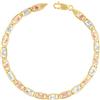 Nuragold Bracciale Da Donna Valentino In Oro Giallo Rosa Bianco Tri Gold 5Mm 10K 7.5"
