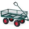 Relaxdays Carrello a Mano, Pratico Carretto per Giardino, Trasporto Carichi, Sponde Pieghevoli, Max. 200kg, Verde-Rosso