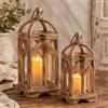 Staymoment Set di 2 lanterne decorative per interni da 28 cm e 38 cm, in legno, colore marrone, per centrotavola, caminetto, decorazione per la casa