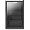 Aspes Frigorifero nero ARH855500EN, capacità 121 litri, 54 cm di larghezza, 84 cm di altezza, ciclica, livello sonoro 39 dB, luce LED, porta in vetro reversibile, apertura tipo maniglia, classe E