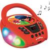 Lexibook, Miraculous Ladybug Chat Noir, Lettore CD Bluetooth per bambini - Portatile, Effetti multicolore, Jack per microfono, AUX IN, AC o batterie, rosso, RCD109MI