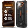 Hammer H Hammer Iron V 6GB/64GB Telefono Indistruttibile, Camera 50 MP + Visione Notturna 24 MP, Batteria 6320 mAh, NFC, Smartphone Rugged Con Dual SIM, IP69, Display 6,5, Nero/Arancione