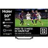 Haier Smart TV 50 QLED 4K UHD, Google TV, Gaming 120Hz, Dolby Audio | Chromecast Integrato, Telecomando Vocale, Bluetooth 5.1, HDMI 2.1, Design Senza Bordi, DLG, 3 Mesi DAZN Inclusi, H50Q80FUX