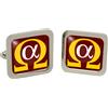 Giftshop UK Alpha Omega Chiuso Gemelli Quadrati IN Cromo Scatola