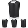 kela Cestino per cosmetici nero 1,7 l, mini cestino da bagno con coperchio a ribalta, plastica, MARTA, piccolo cestino da tavolo nero opaco (Confezione da 4)