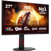 AOC Gaming Monitor Q27G4ZDRAD 27 pollici 2560x1440, WQHD, 240Hz, QD-OLED Panel, 0.03ms GtG, USB Hub Height Adjustment, (HDMI2x 2.1 DP 1x 1.4) HDR10, G-Sync Compatible, Nero