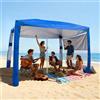 VEVOR Parasole da Spiaggia Portatile 2400 x 2400 x 2400 mm con Parete Laterale e Tasche per la Sabbia, Facile da Montare, Ombrellone Parasole Portatile Regolabile in Altezza per Famiglia, Blu