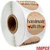 Kraftify 100-500 pz Adesivi Kraft Vintage Etichette Scrapbook Regalo Fatto a mano Grazie