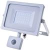 V-TAC Faro LED 30W, 2550Lm 100° Alluminio Ultra Sottile Slim Bianco Sensore Pir + Crepuscolare Ip44