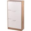 GALILEO Scarpiera 3 Ante a ribalta 63x24xh.116 cm, in Legno LDF, Bianco e Rovere, Sibilla