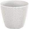 Prosperplast Vaso bianco rotto, senza deposito, collezione SPLOFY eco wood da 15,7 cm x 15,7 cm x 13,2 cm, capacità 1,7 l.