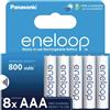 Panasonic 8x Panasonic Eneloop Batterie Ricaricabili AAA NiMH 800mAh 1.2V