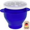 Intirilife Macchina per popcorn in silicone per microonde pieghevole con coperchio blu