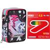 Seven Astuccio Scuola 3 Zip Completo + 18 Pastelli a Colori