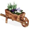 Relaxdays Carriola portafiori in legno Fioriera vintage Carretto decorativo 500 g Naturale