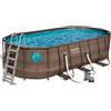 Bestway Piscina Ovale Fuori Terra Power Steel Effetto Rattan cm Ø549x274x h.122 Con Oblò