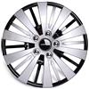 Goodyear Tourer GT Bicolor Copricerchi 15 Pollici Black Silver, Set 4 Pezzi, Fissaggio a Pressione, Copribulloni Cromati, Design Razze Sottili, Effetto Cerchi in Lega, Compatibili Cerchi Acciaio