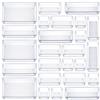Seseno Set di 25 divisori per cassetti, per cassettiera, scrivania, cassetti, 4 dimensioni, per bagno, cosmetici, cosmetici, contenitori multiuso in plastica trasparente per gioielli, gadget da cucina e
