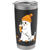 Phone Case Fall Ghost Walking Dog Coffee Halloween Ghost Walking Dog Cute Brown Fall Ghost Ice Coffee Bicchiere termico in acciaio inox doppia parete