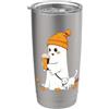 Phone Case Fall Ghost Walking Dog Coffee Halloween Ghost Walking Dog Cute Brown Fall Ghost Ice Coffee Bicchiere termico in acciaio inox doppia parete