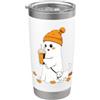 Phone Case Fall Ghost Walking Dog Coffee Halloween Ghost Walking Dog Cute Brown Fall Ghost Ice Coffee Bicchiere termico in acciaio inox doppia parete