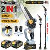 MellWin 2IN1 8 pollici Elettrosega Telescopica a batteria 21V Potatore Asta Telescopico