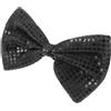 Trendy Black Sequin Bow Tie Reusable Costume Tie for New Year and Mardi Gras