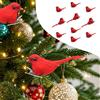 Ornamenti artificiali di uccelli rossi di Natale con clip, decorazioni natalizie