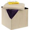 Relaxdays Pouf contenitore Puff imbottito Cubo portaoggetti 80 kg Velluto Pouf pieghevole