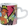 Enesco Disney BRITTO Tazza da caffè Ariel Tiana, Aurora e Cenerentola, con manico a cuore, 396,9 g, multicolore