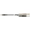 Quik Lok STR/611K-1 - Cavo da 1 Mini Jack 3,5 stereo a 2 Jack 6,3 mono - L. 1 m.