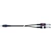 Quik Lok AD30-3K - Cavo da 1 Mini Jack 3,5 stereo a 2 Jack 6,3 mono - L. 3 m.