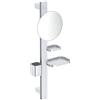 Ideal Standard Alu+ Barra multifunzione, Combinazione di accessori S, con specchio cosmetico Ø 205 mm (ingrandimento 3x), realizzato in alluminio riciclato all'100% - Argento (310.5x160x717 mm)