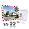 Relaxdays Specchio di sicurezza rettangolare 60x80 cm, per esterni | bianco/rosso, con staffa per palo, bordo riflettente