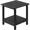 VEVOR Tavolino da Giardino 2 Ripiani 45 x 38 x 44 cm, HDPE, Tavolino da Esterno Mobiletto per Cortile per Bordo piscina, Spiaggia, Veranda, Balcone, Interno, Nero
