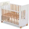Interbaby Lettino Neonato Legno 120x60 Sponda Rimovibile 8 Pos. (Bianco) | Culla legno massello sostenibile, omologata normativa EU, sponda rimovibile, ruote con freno o gambe fisse 120x60