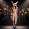 Costume da Cerbiatto Elasticizzato Tuta da Cerbiatta con Corna Morbido per Donna